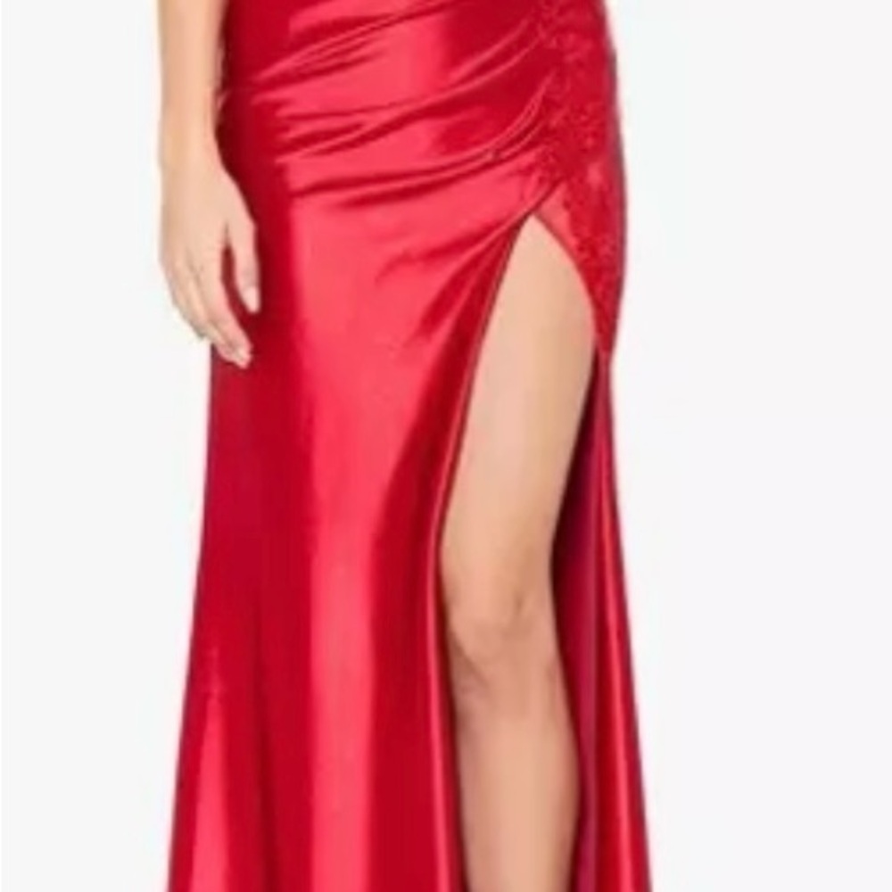 Blondie Nites Illusion Junior Corset Tie Back Front Slit Prom Gown Dress Size 7